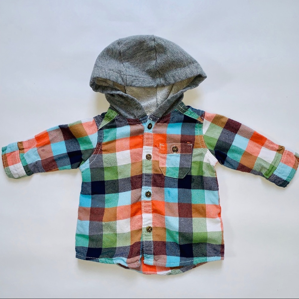 Button Down Hooded Shirt
